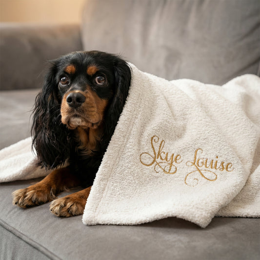 Personalised Cream And Gold Dog And Cat Blanket