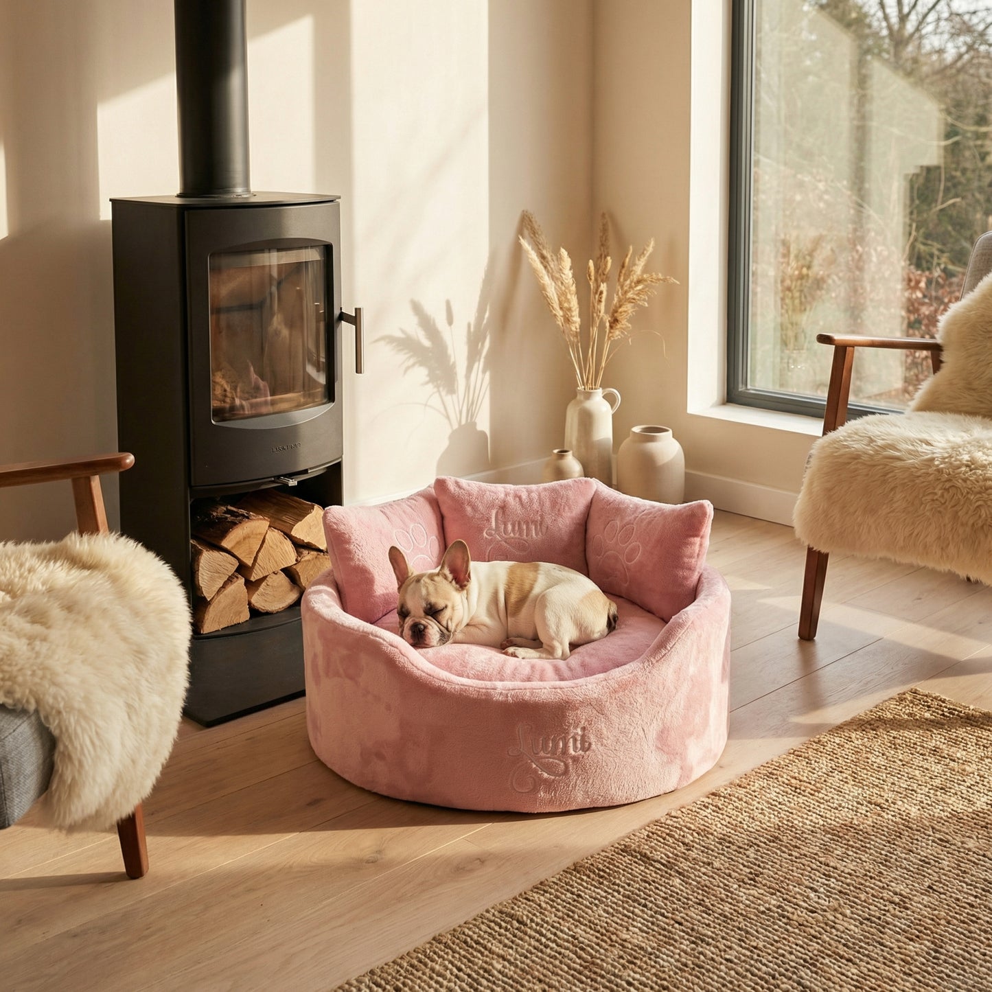 Personalised Pink Super Soft Dog Bed