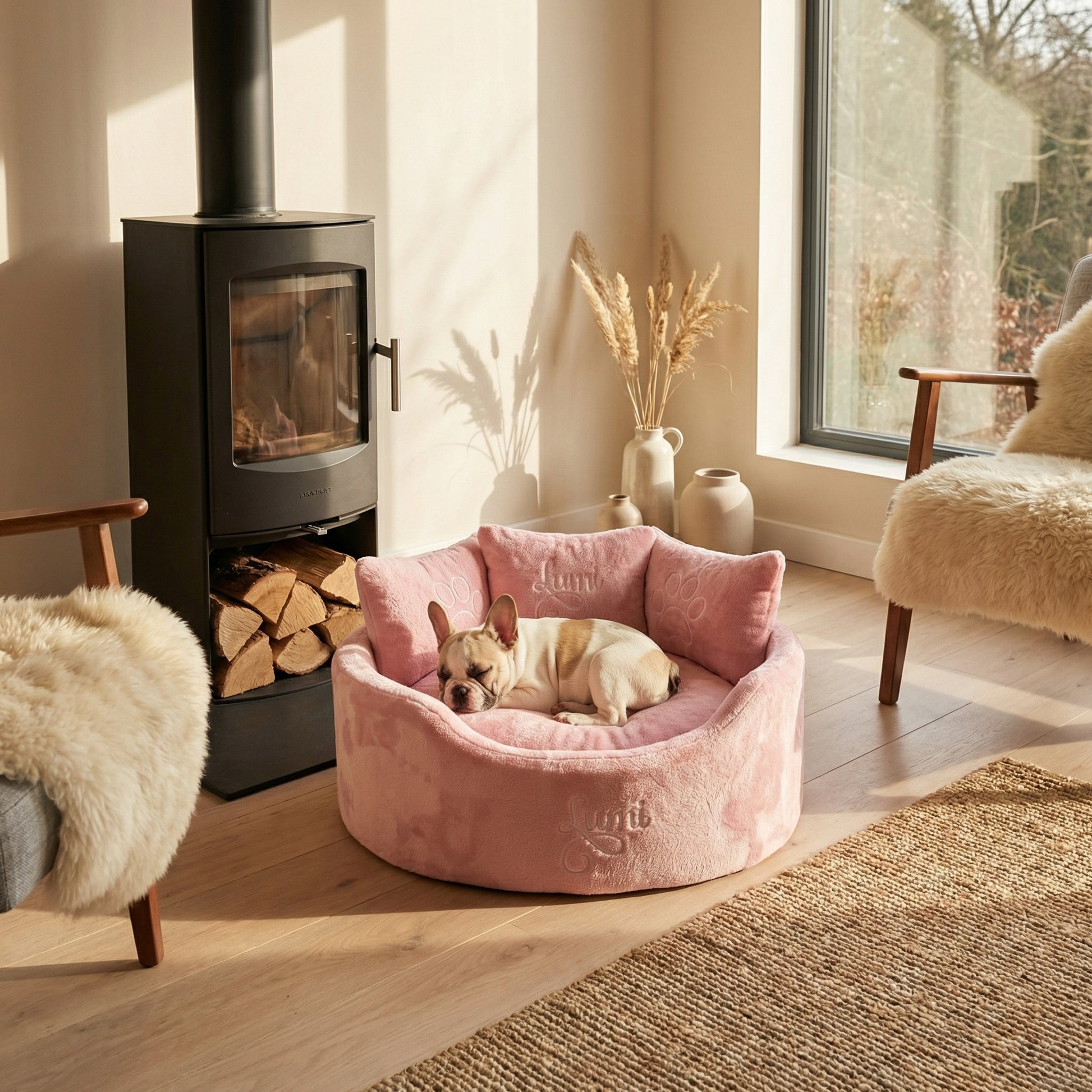 Personalised Pink Super Soft Dog Bed