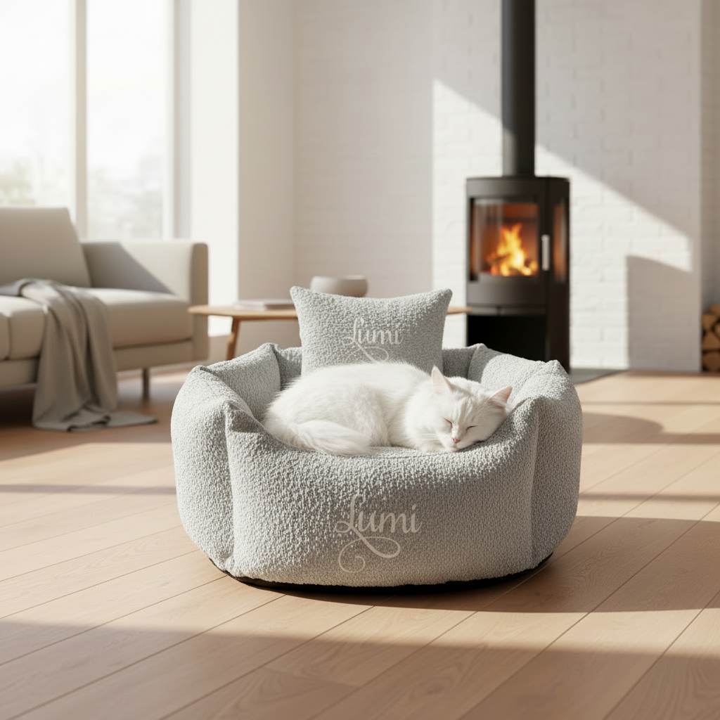 Personalised Silver Snuggle Dog & Cat Bed