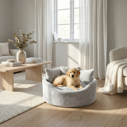Personalised Silver Super Soft Dog Bed