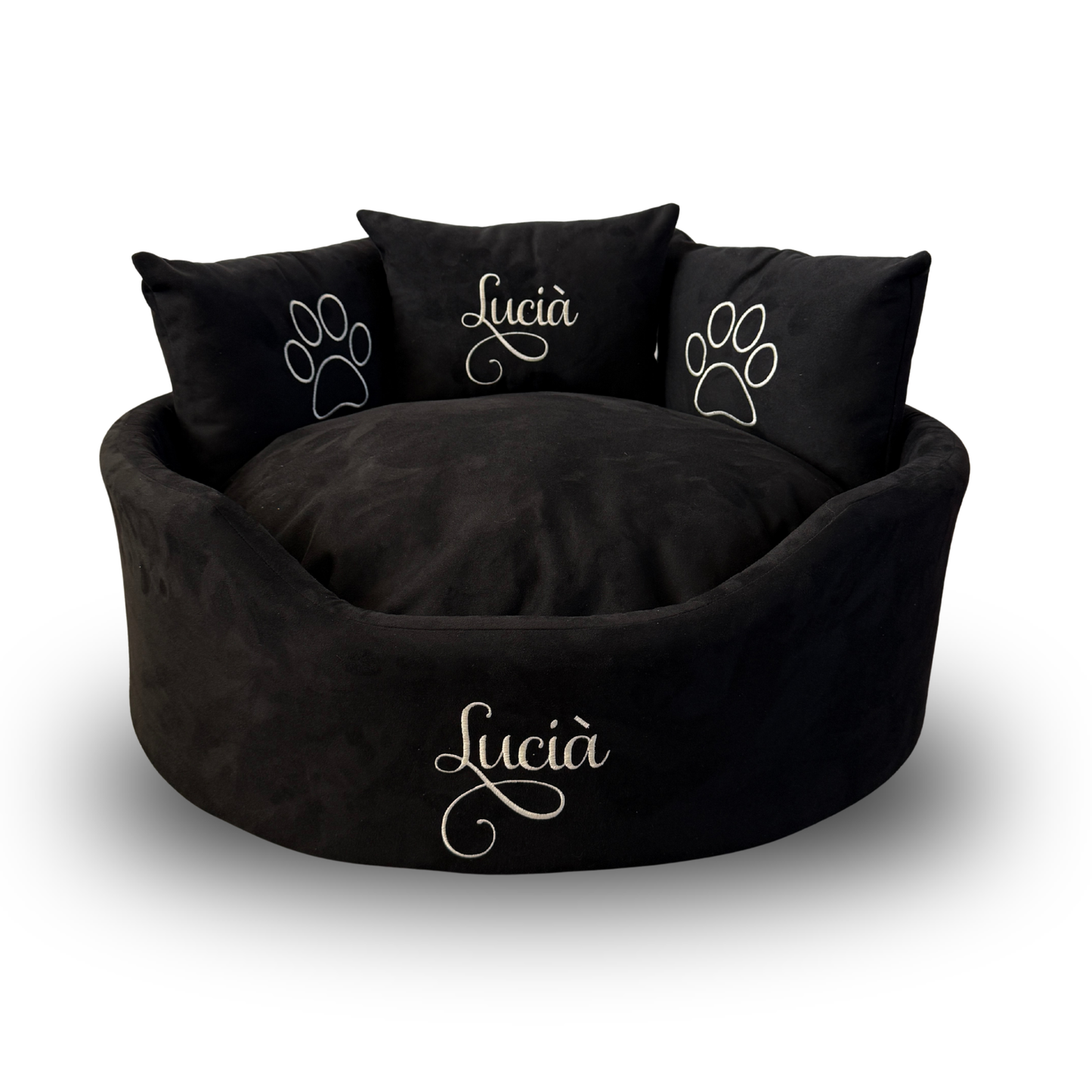 Personalised Black Suede Pet Bed