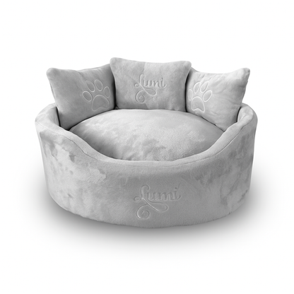 personalised all silver super soft cat and dog bed 