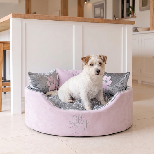 personalised_pink_suede_and_silver_crushed_velvet_dog_bed_2