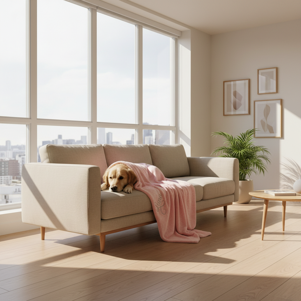 Personalised pink super soft blanket with custom embroidered name, made from plush fleece fabric.