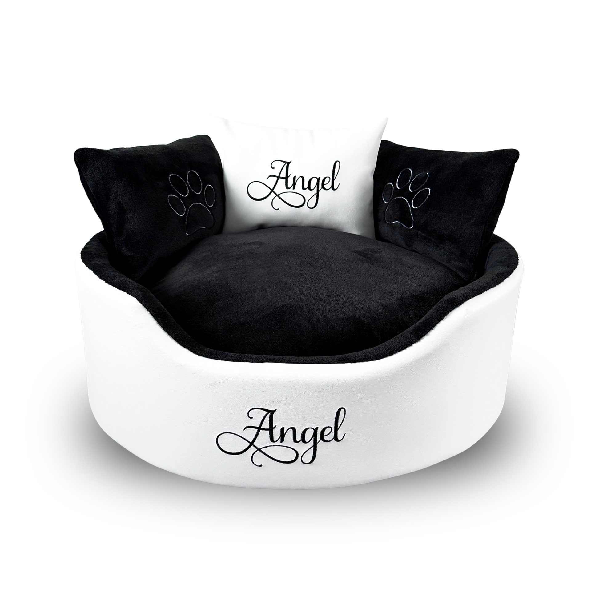white_leather_and_black_dog_cat_bed