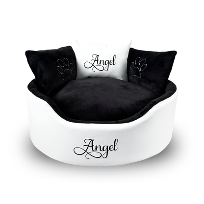 white_leather_and_black_dog_cat_bed